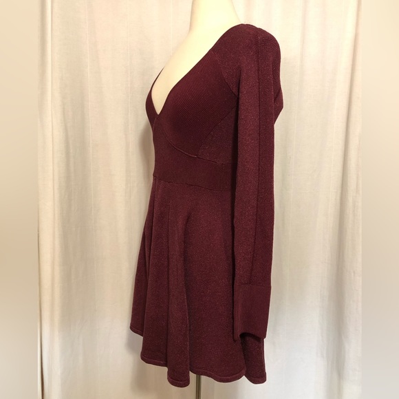 🚫SOLD🚫Free People Wildest Dreams Mini Knit Sparkle Dress in Plum NWOT - Picture 8 of 10